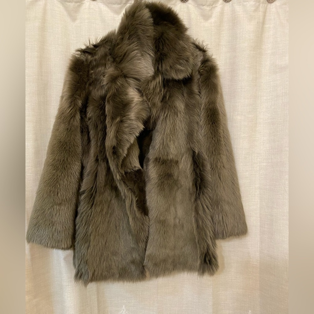 Theory overlay lamb shearling fur leather reversible coat - Picture 8 of 9